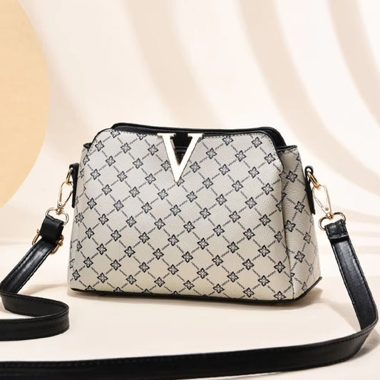 Vintage Print Crossbody Bag Gift Classic Elegant Classic Shoulder Bag Geometric Pattern V Letter Casual Bag Women